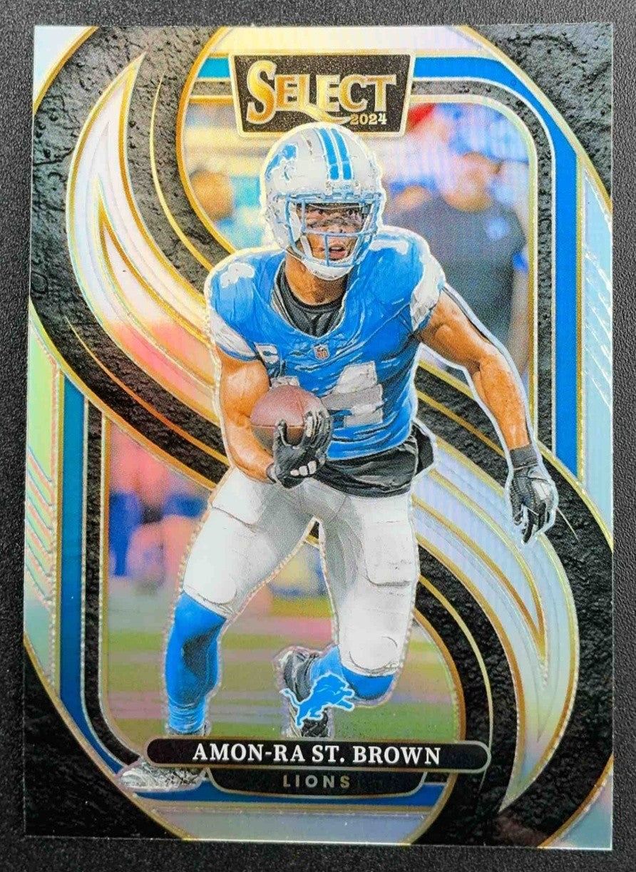 AMON-RA ST. BROWN 2024 PANINI SELECT #105 PREMIER SILVER PRIZM LIONS