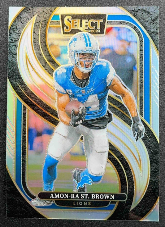AMON-RA ST. BROWN 2024 PANINI SELECT #105 PREMIER SILVER PRIZM LIONS