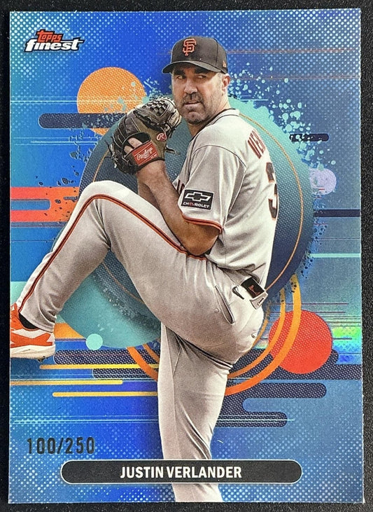 2025 Topps Finest Justin Verlander #119 Uncommon Sky Blue Refractor /250