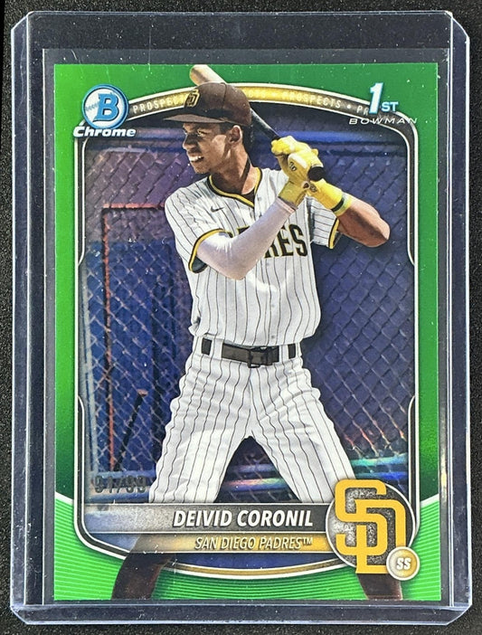 2025 Bowman Chrome Deivid Coronil #BCP-173 Green Refractor /99 1st Prospect