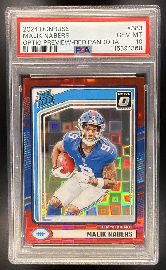 2024 Donruss Malik Nabers #383 Optic Rated Rookie Preview Red Pandora PSA 10
