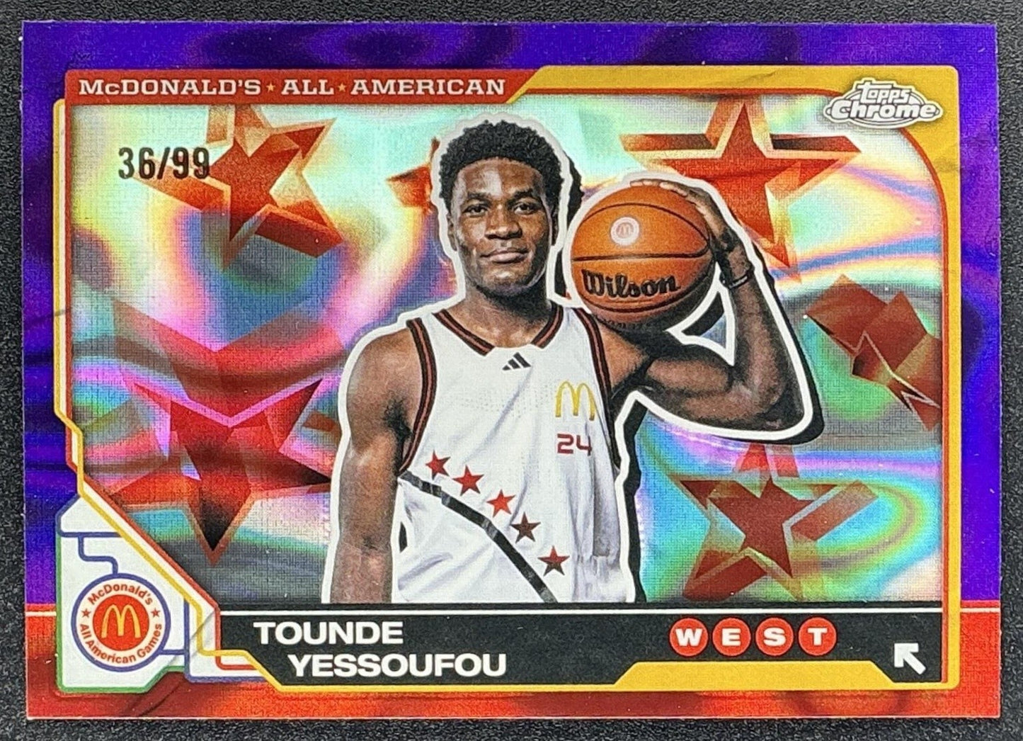 2025 Topps Chrome McDonald's Tounde Yessoufou #53 Purple Lava Refractor /99
