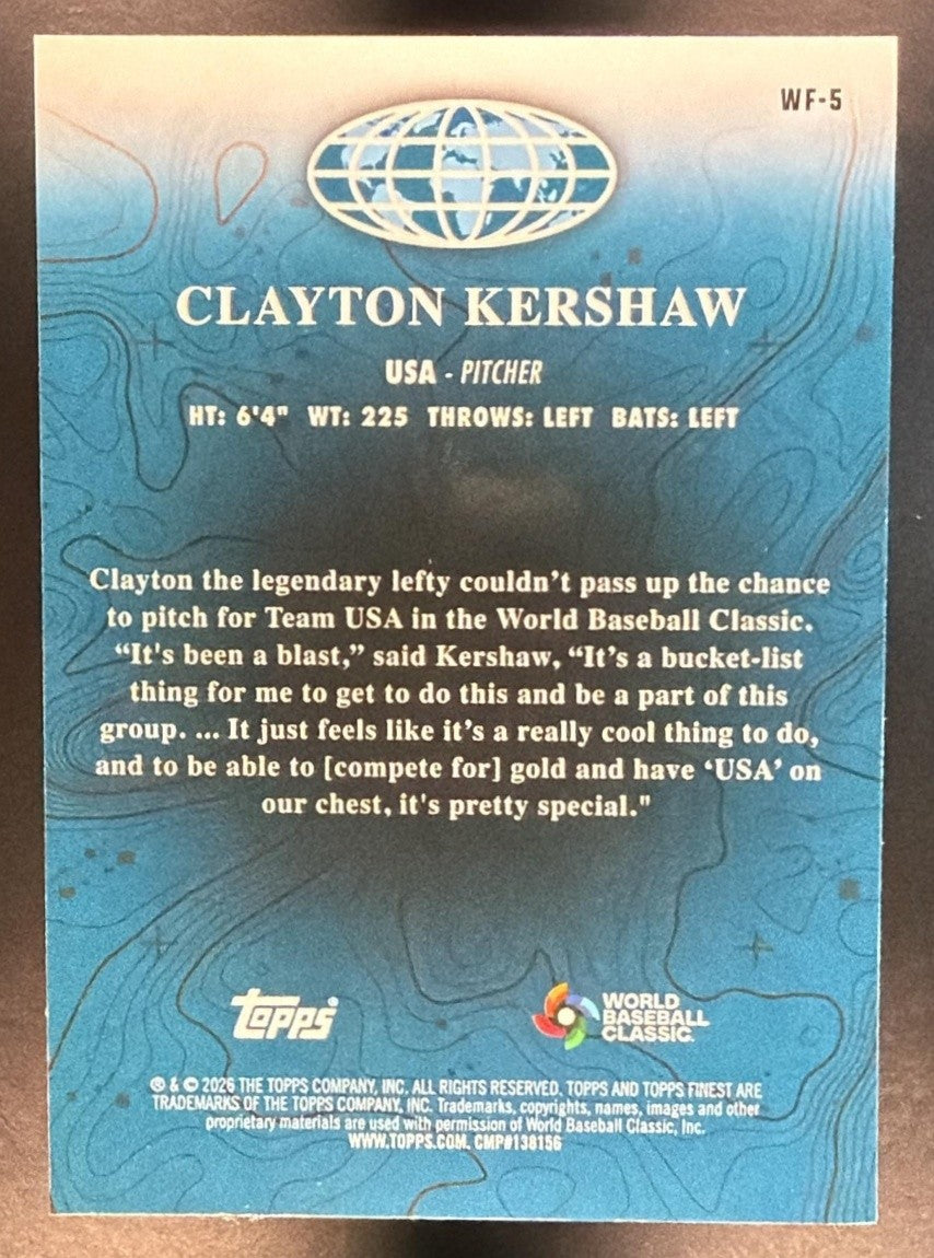 CLAYTON KERSHAW 2026 TOPPS FINEST #WF-5 WORLDS