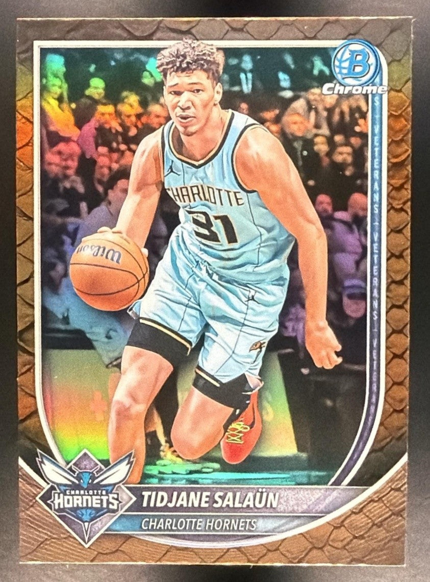 TIDJANE SALAUN 2025-26 BOWMAN #BCV-169 CHROME REPTILIAN REFRACTOR HORNETS