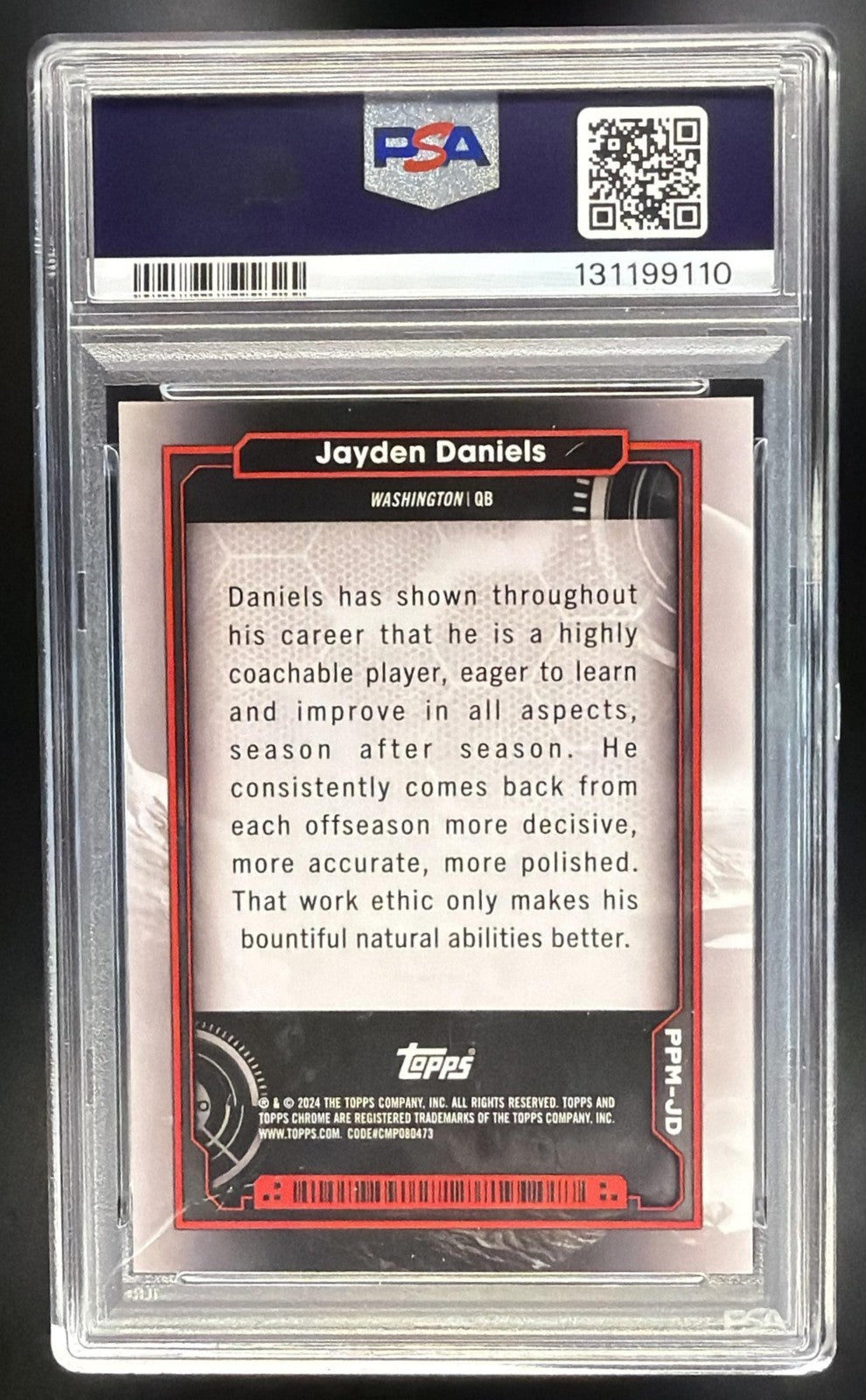 2024 TOPPS COSMIC CHROME JAYDEN DANIELS PLANETARY PURSUIT MERCURY RC PSA 10