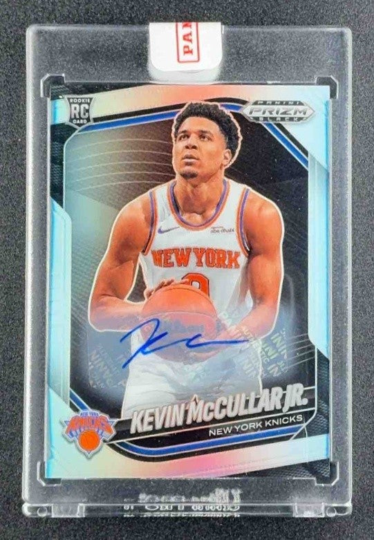KEVIN MCCULLAR JR. 2024-25 PANINI PRIZM BLACK #246 AUTO SILVER PRIZMS RC KNICKS