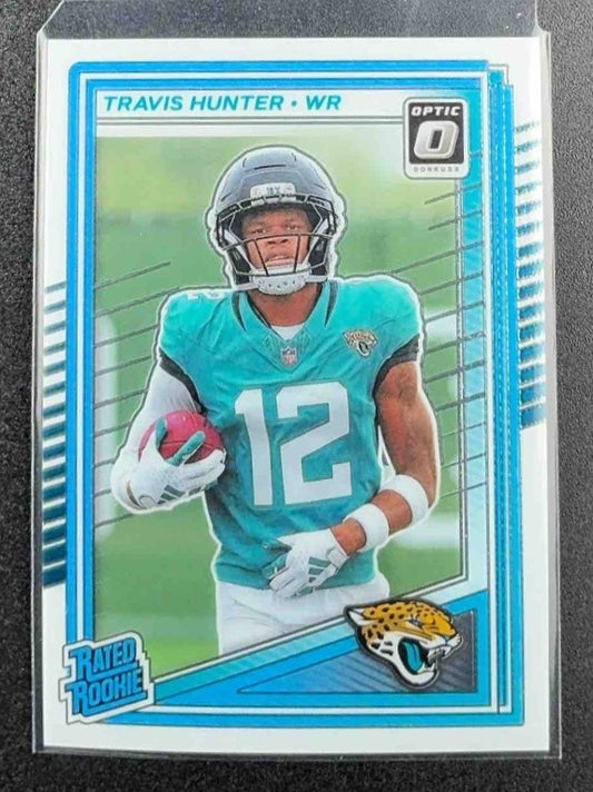 TRAVIS HUNTER 2025 PANINI DONRUSS OPTIC #201 RATED ROOKIE JAGUARS