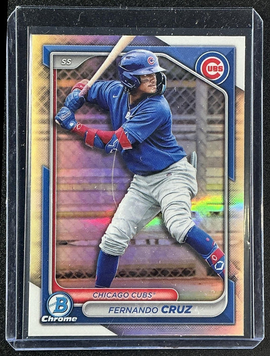 FERNANDO CRUZ 2024 BOWMAN DRAFT #BDC-148 CHROME REFRACTOR CUBS