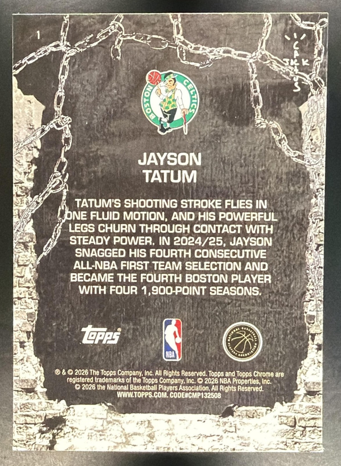 JAYSON TATUM 2025-26 TOPPS CHROME X CACTUS JACK #1 CELTICS