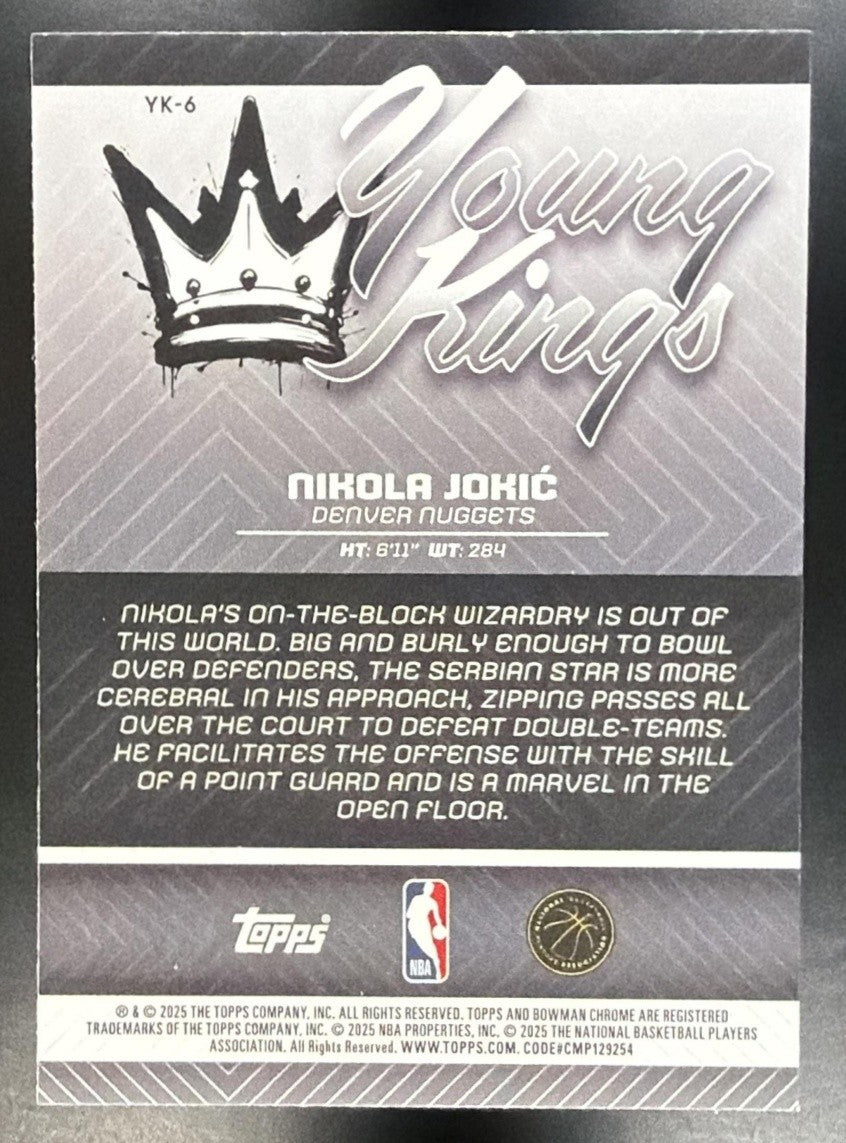 NIKOLA JOKIC 2025-26 BOWMAN #YK-6 CHROME YOUNG KINGS NUGGETS
