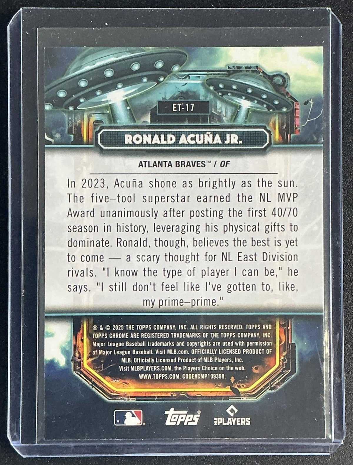 RONALD ACUNA JR. 2025 TOPPS COSMIC CHROME #ET-17 EXTRATERRESTRIAL TALENT BRAVES
