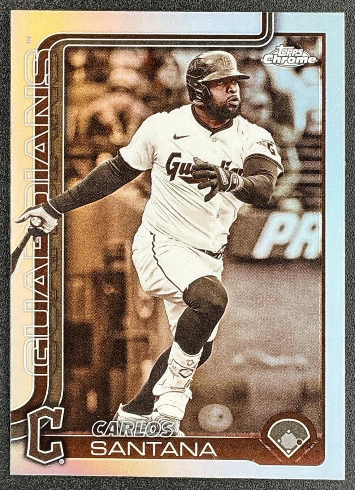 CARLOS SANTANA 2025 TOPPS CHROME UPDATE #USC11 SEPIA REFRACTOR GUARDIANS