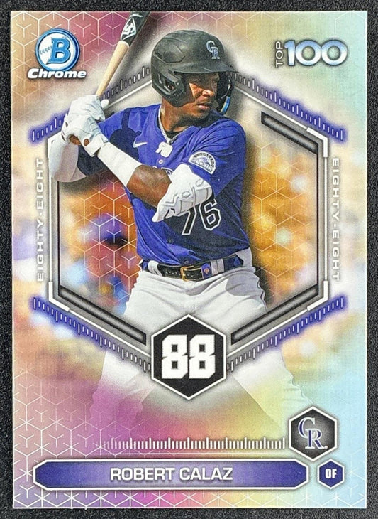 ROBERT CALAZ 2026 BOWMAN #BTP-88 SCOUTS TOP 100 CHROME ROCKIES