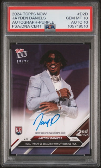 Jayden Daniels 2024 Topps Now Autograph Purple PSA 10 GEM MT (Auto 10)