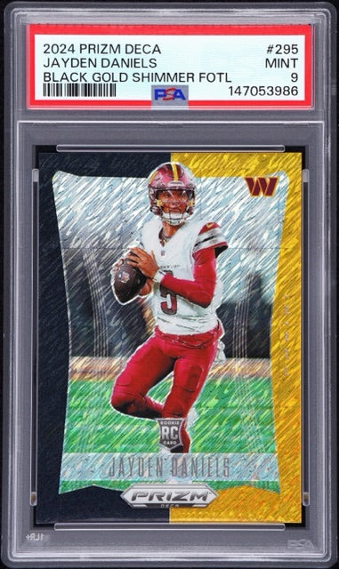 Jayden Daniels 2024 Prizm Black Gold Shimmer FOTL #295 PSA 9 MINT